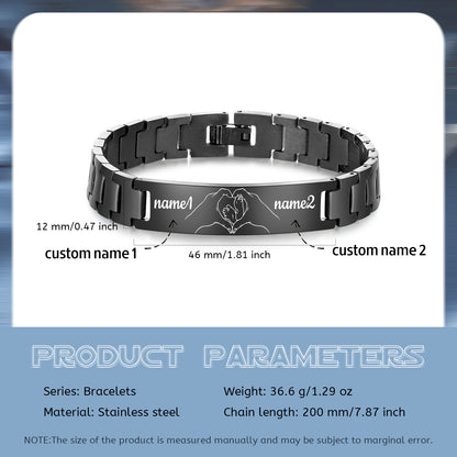 Men's Black Stainless Steel Personalised Black Bracelet