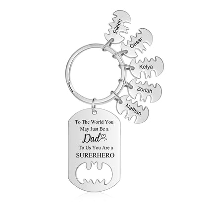 Dad Superhero Personalised Batman Keyring