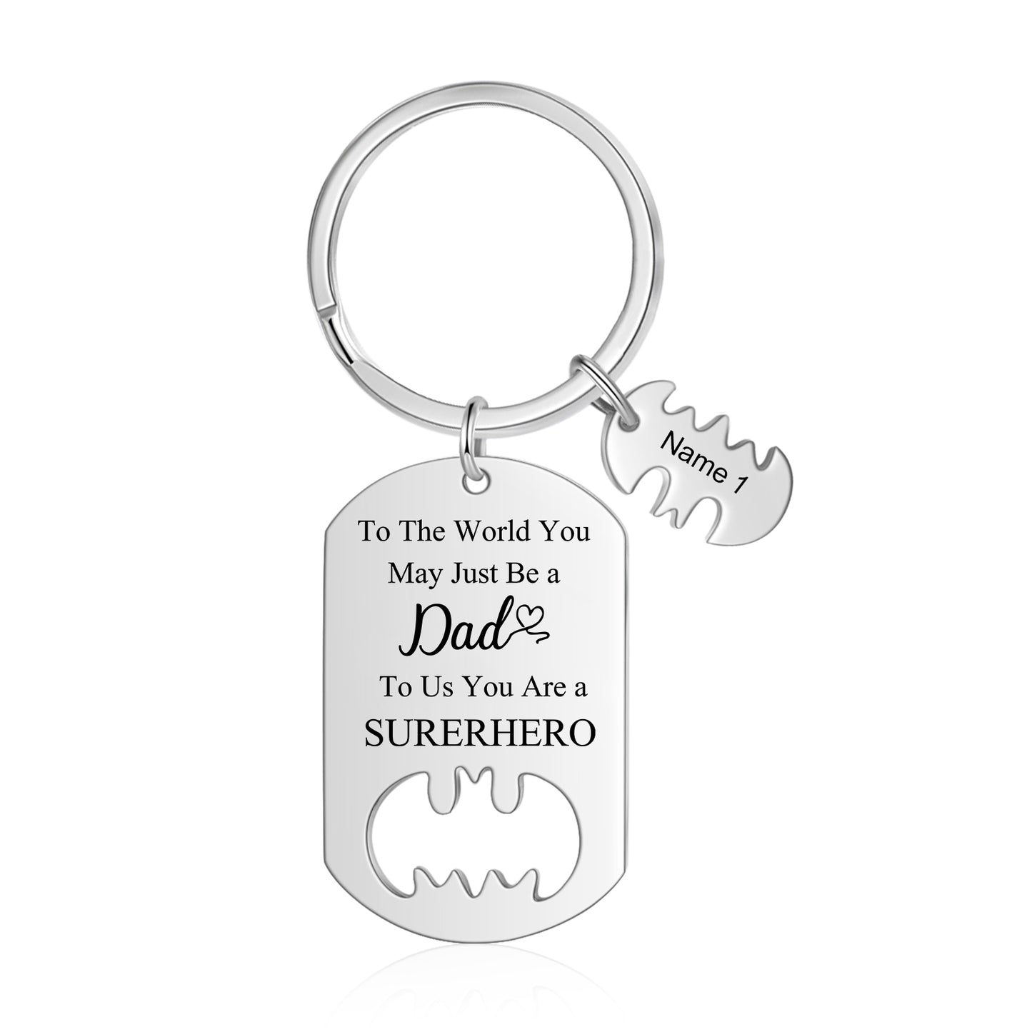 Dad Superhero Personalised Batman Keyring