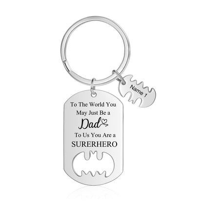 Dad Superhero Personalised Batman Keyring