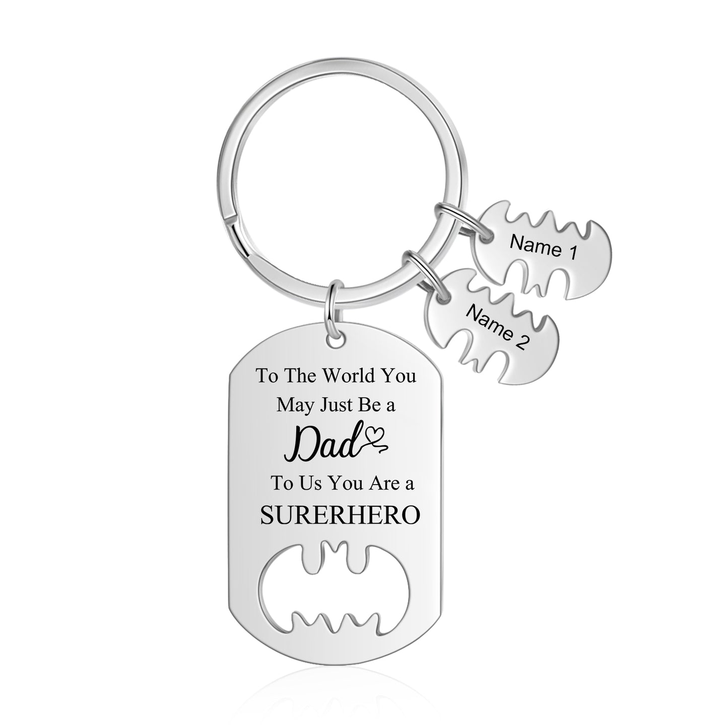 Dad Superhero Personalised Batman Keyring