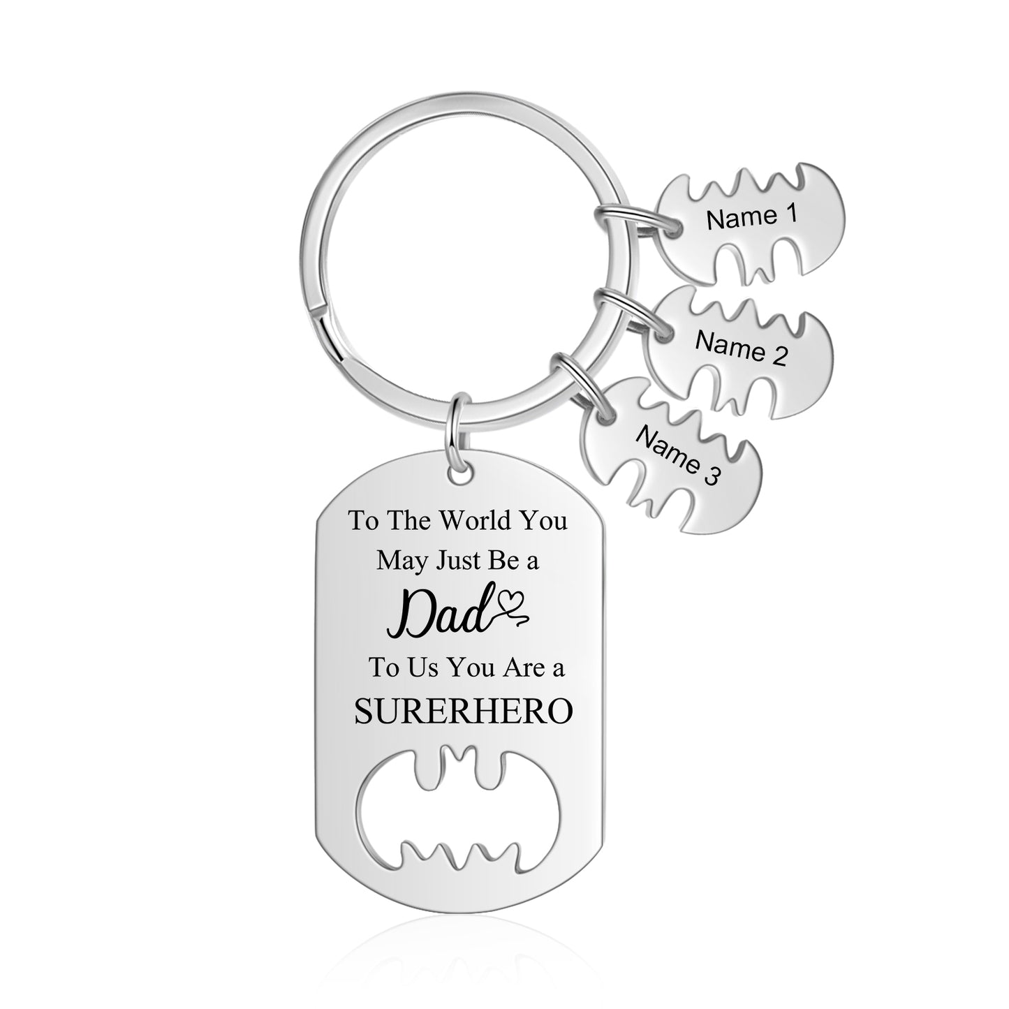 Dad Superhero Personalised Batman Keyring