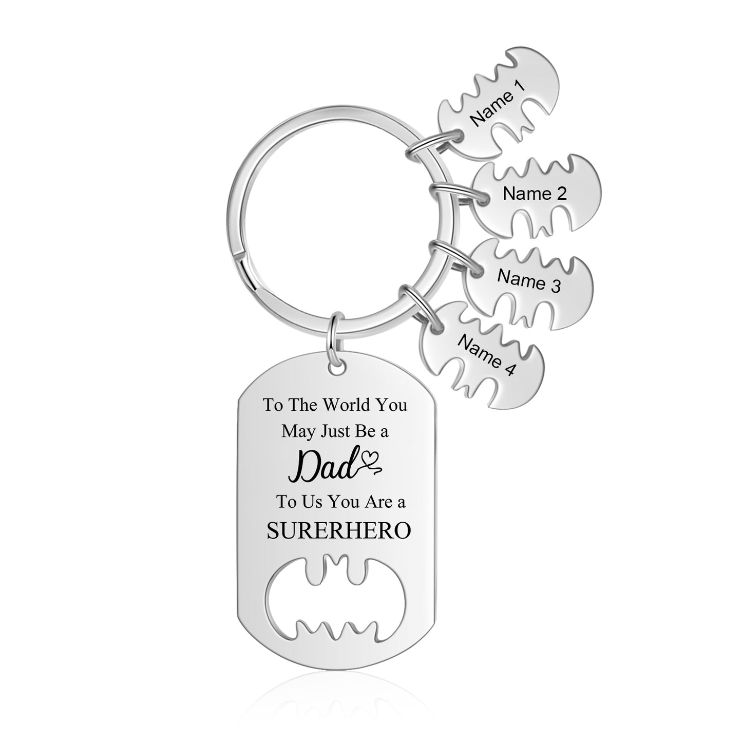 Dad Superhero Personalised Batman Keyring