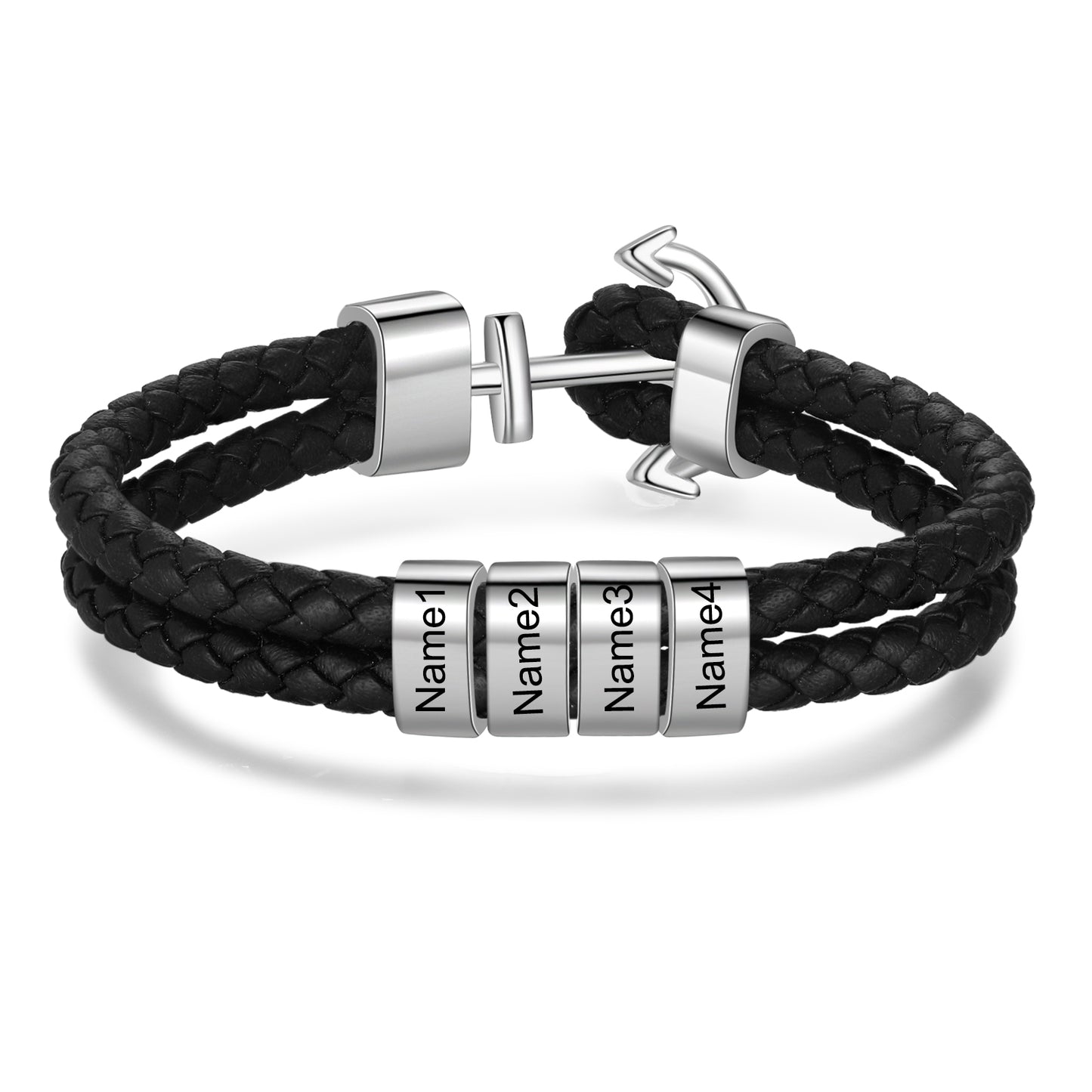 Men's Personalised Leather Names Bracelet