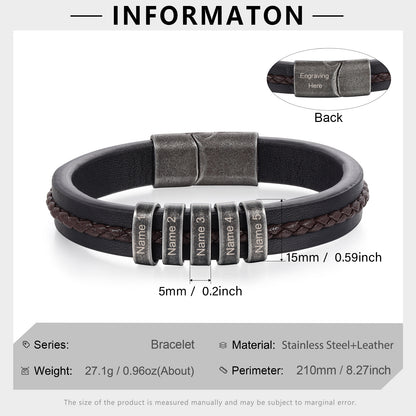Men's Personalised Rustic Stainless Steel Names Bracelet
