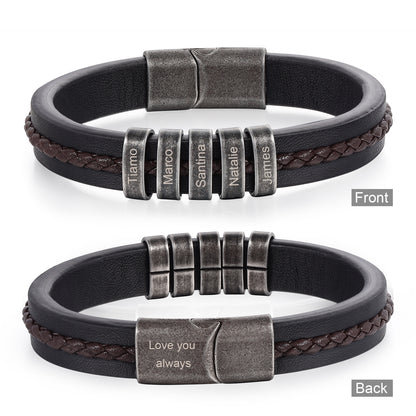 Men's Personalised Rustic Stainless Steel Names Bracelet