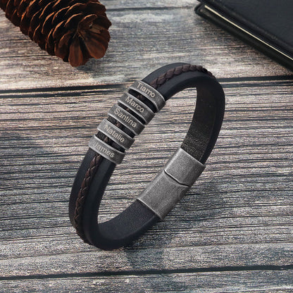 Men's Personalised Rustic Stainless Steel Names Bracelet