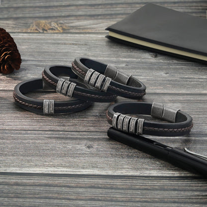 Men's Personalised Rustic Stainless Steel Names Bracelet