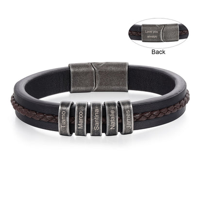 Men's Personalised Rustic Stainless Steel Names Bracelet