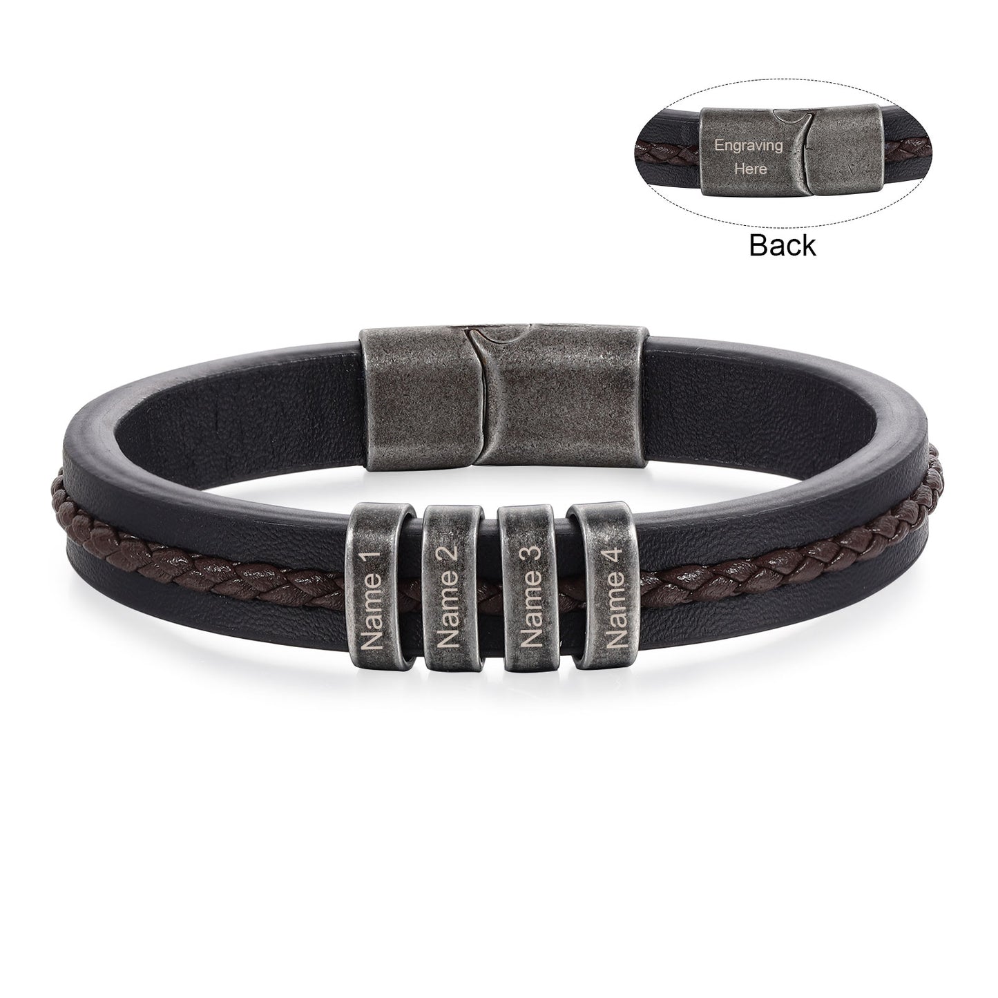 Men's Personalised Rustic Stainless Steel Names Bracelet