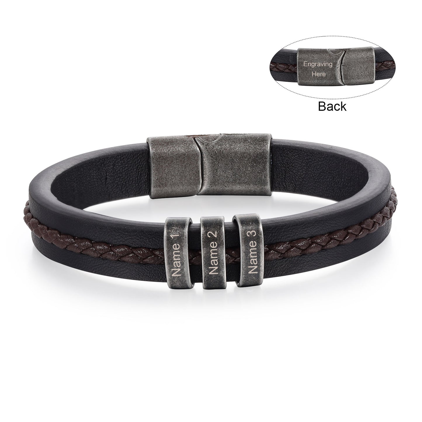 Men's Personalised Rustic Stainless Steel Names Bracelet