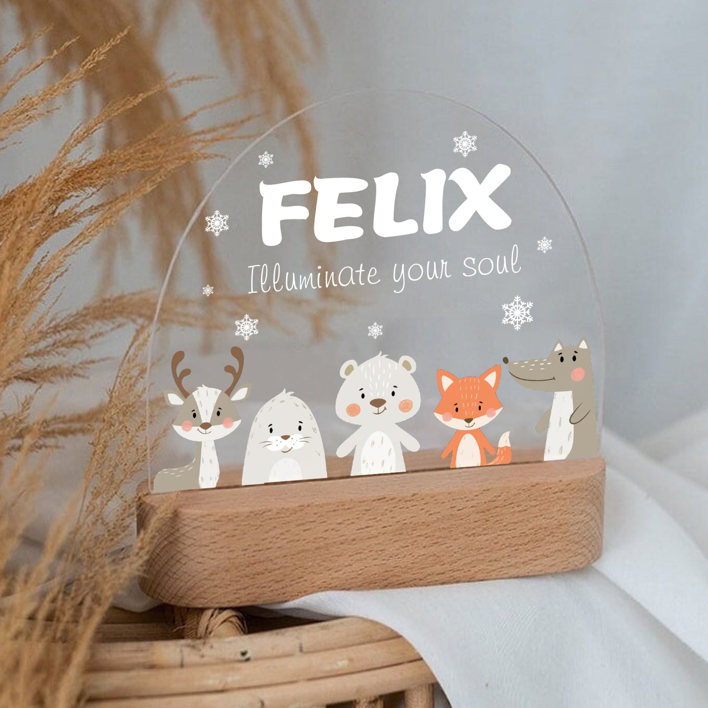 Personalised Baby Animals Name Night Light