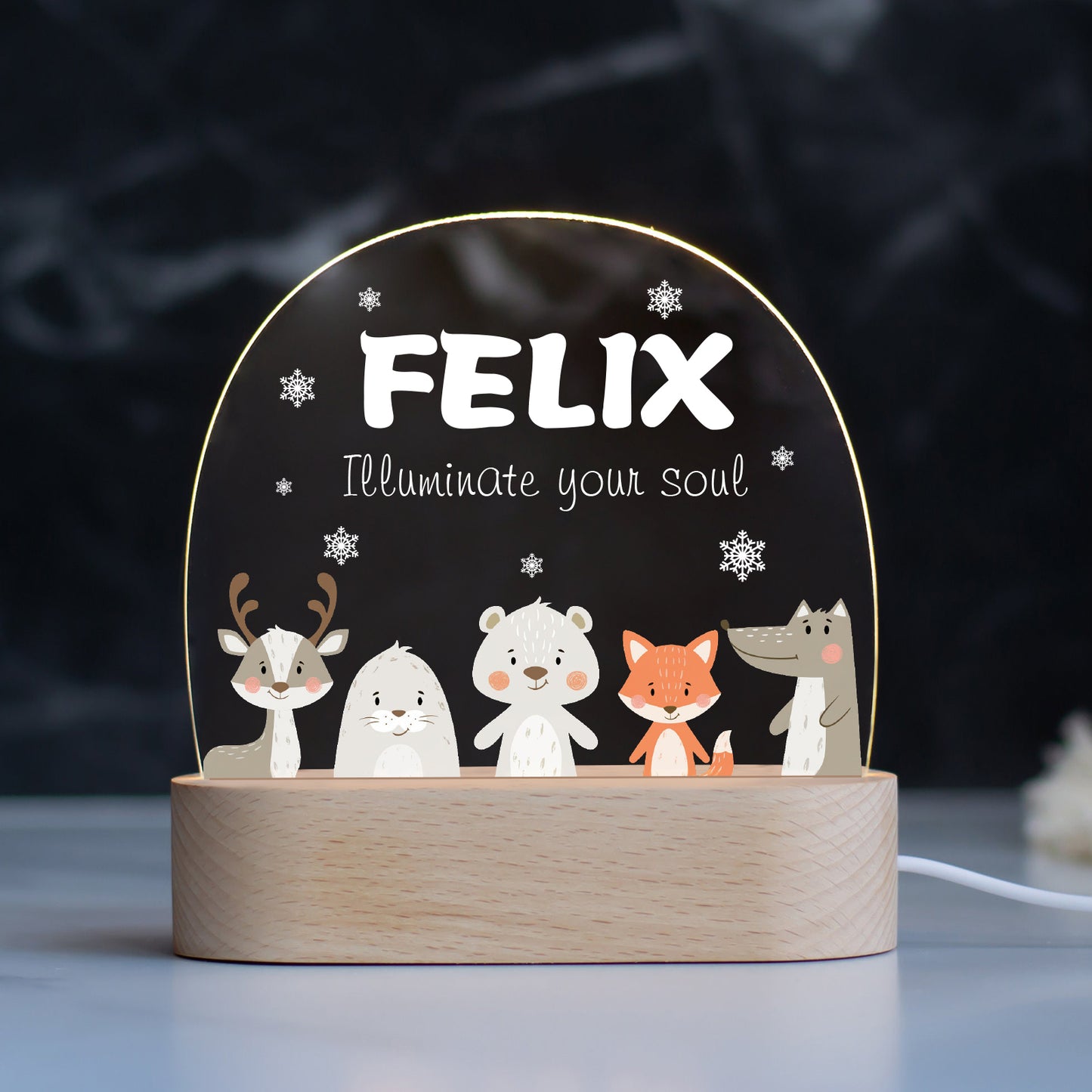 Personalised Baby Animals Name Night Light