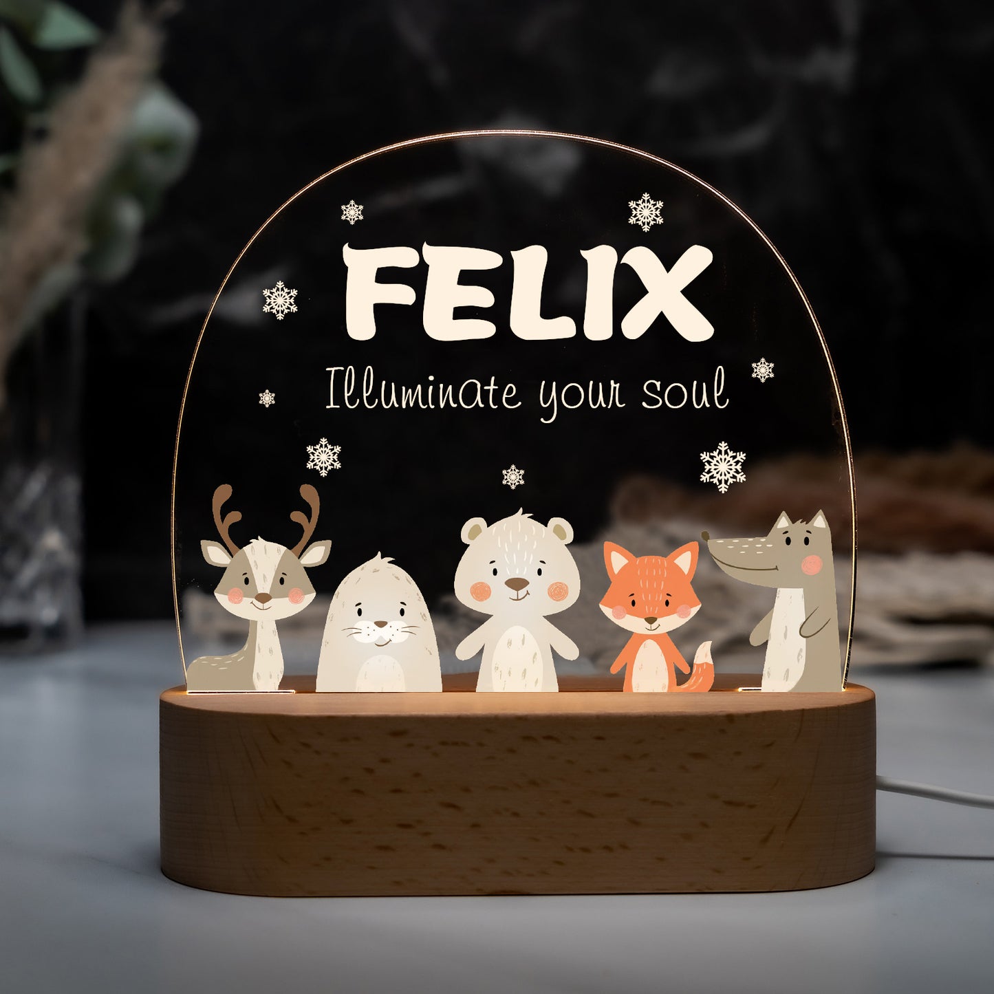 Personalised Baby Animals Name Night Light