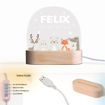 Personalised Baby Animals Name Night Light