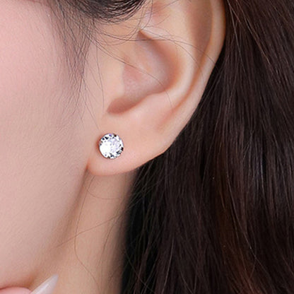 CZ Sterling Silver Stud Earrings- Multiple Size Options