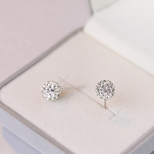 Sterling Silver CZ Ball Stud Earrings