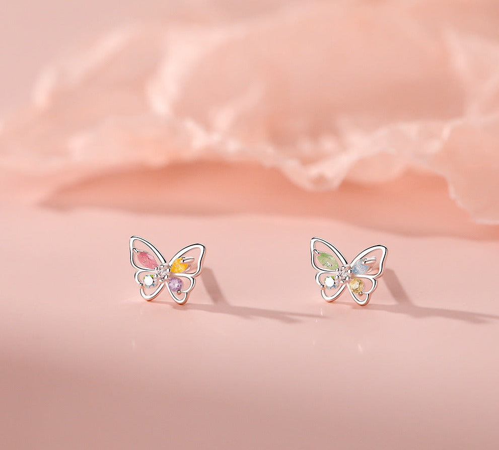 Rainbow Butterfly Stud Earrings