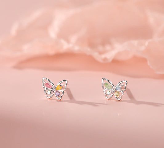 Rainbow Butterfly Stud Earrings