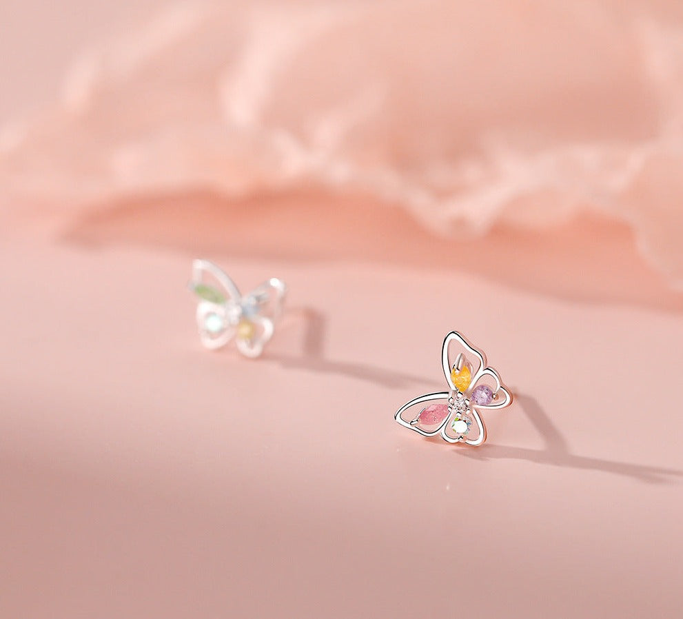 Rainbow Butterfly Stud Earrings