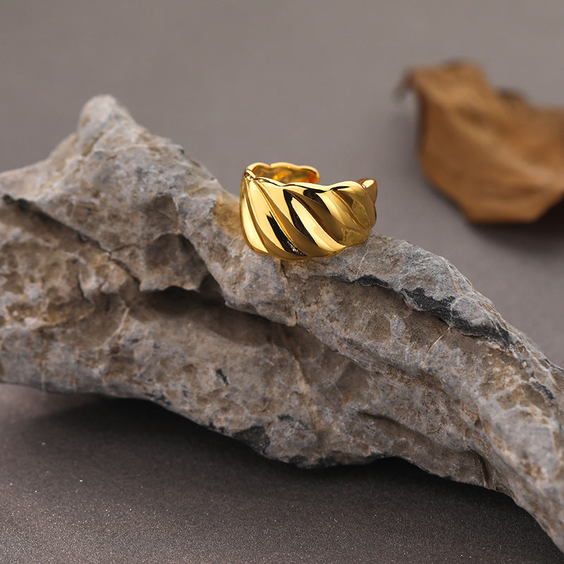 Gold Plated Adjustable Chunky Wave Ring