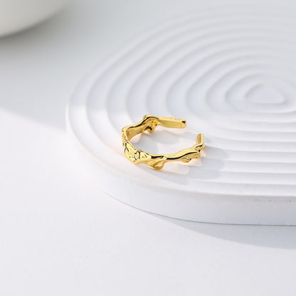 Gold Plated Adjustable Lux Wave Ring