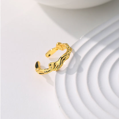 Gold Plated Adjustable Lux Wave Ring