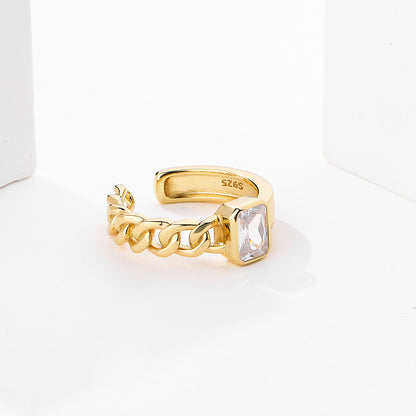 Gold Plated Chain CZ Ring