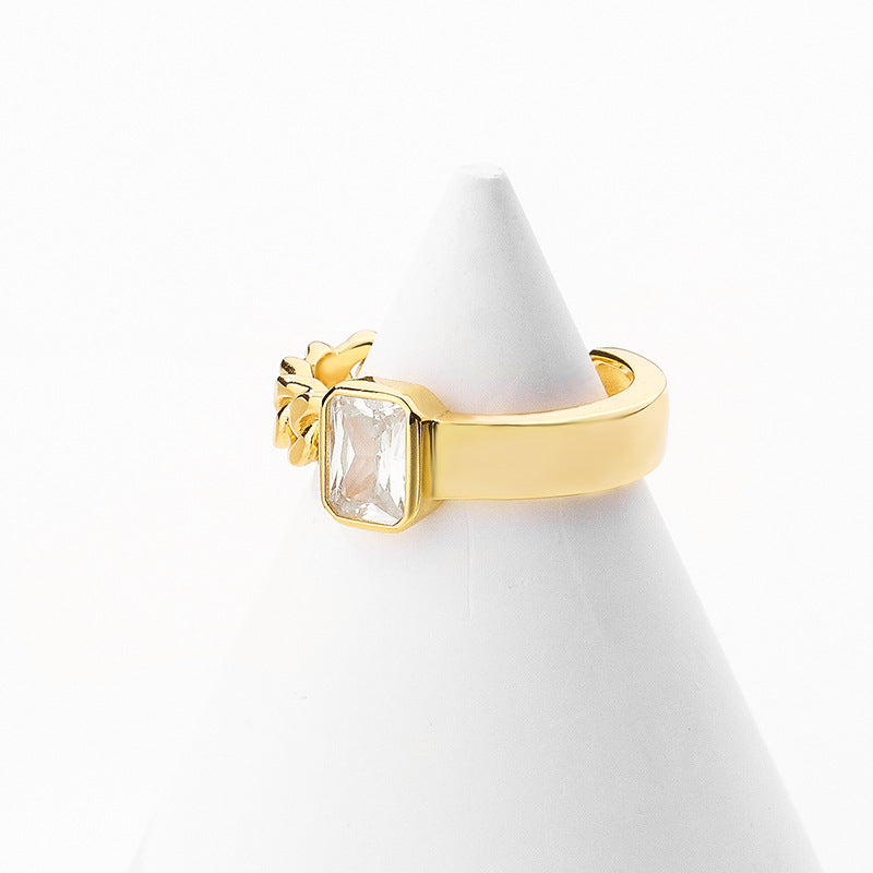 Gold Plated Chain CZ Ring