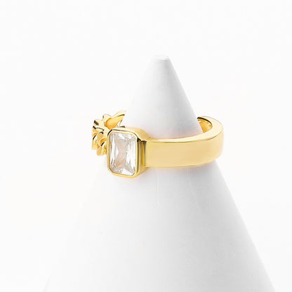 Gold Plated Chain CZ Ring