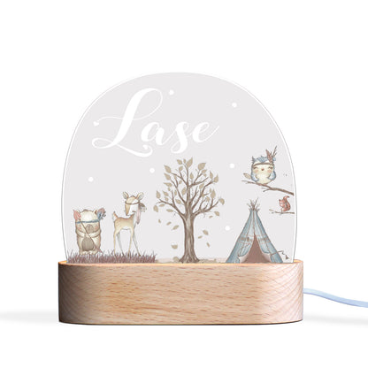 Personalised Baby Woodland Animals Name Night Light