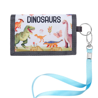 Children's Personalised Dinosaur or Mermaid Name Wallet with Lanyard