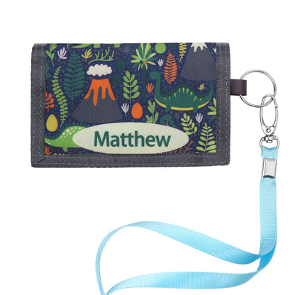 Children's Personalised Dinosaur or Mermaid Name Wallet with Lanyard