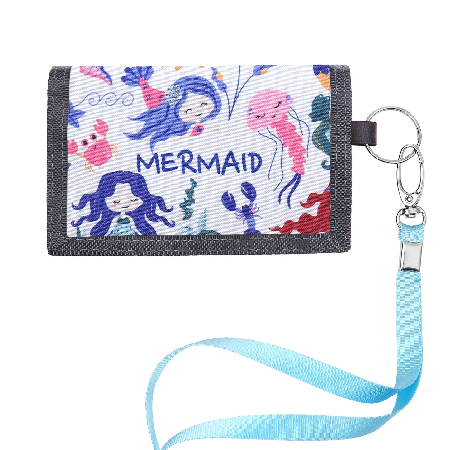 Children's Personalised Dinosaur or Mermaid Name Wallet with Lanyard