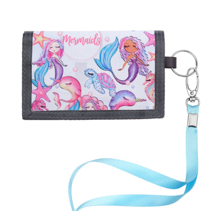 Children's Personalised Dinosaur or Mermaid Name Wallet with Lanyard