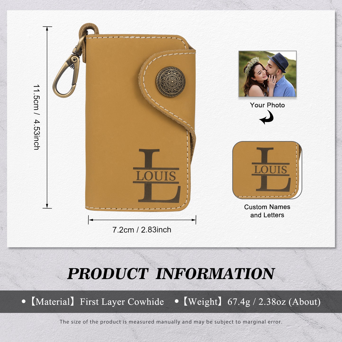 Personalised Photo Key Initial & Name Wallet