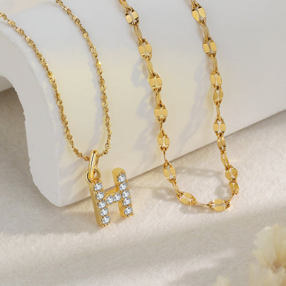 Gold Layered Zircon Initial Necklace