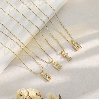 Gold Layered Zircon Initial Necklace