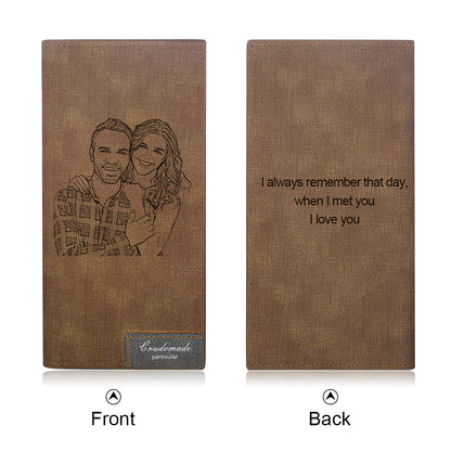 Personalised Brown Narrow Photo Wallet