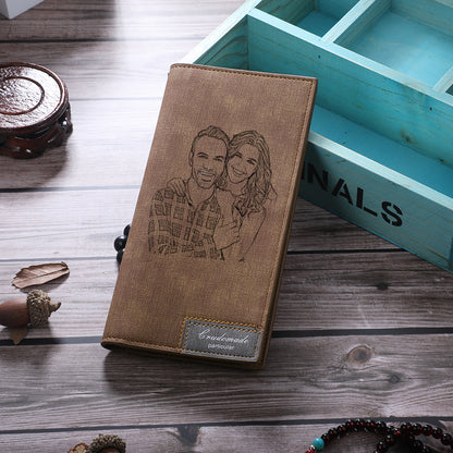 Personalised Brown Narrow Photo Wallet