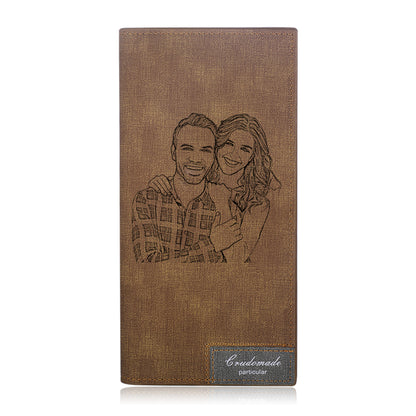 Personalised Brown Narrow Photo Wallet