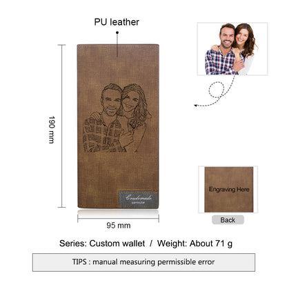 Personalised Brown Narrow Photo Wallet