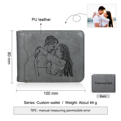 Men's Personalised Photo Engraved Grey Wallet