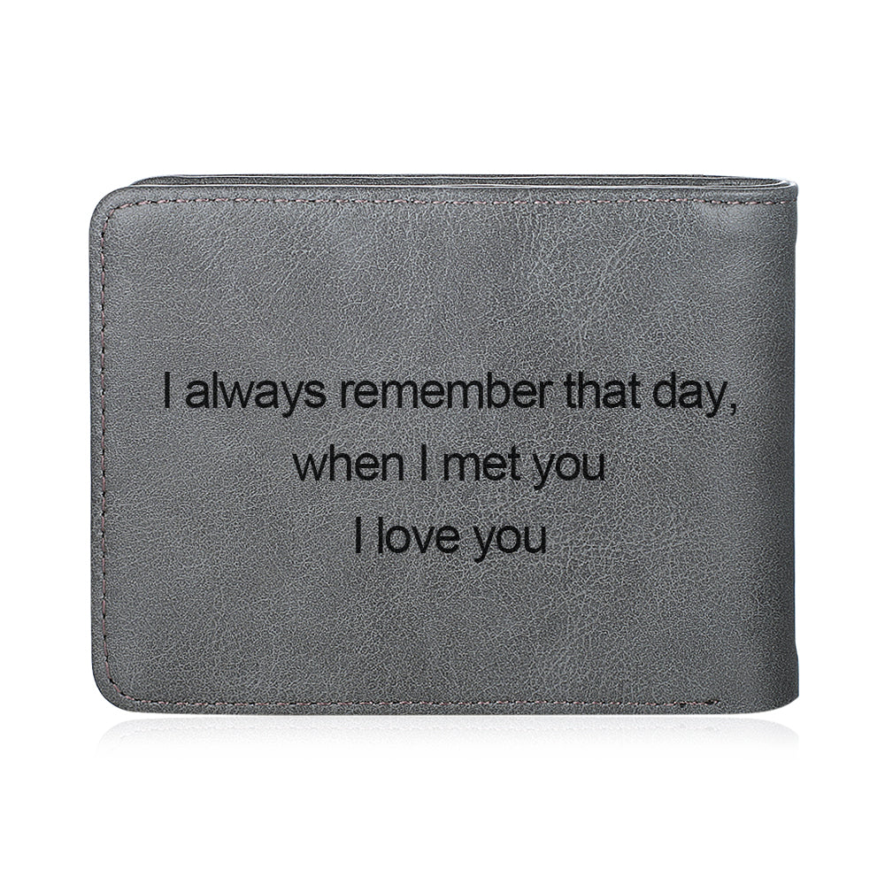 Men's Personalised Photo Engraved Grey Wallet