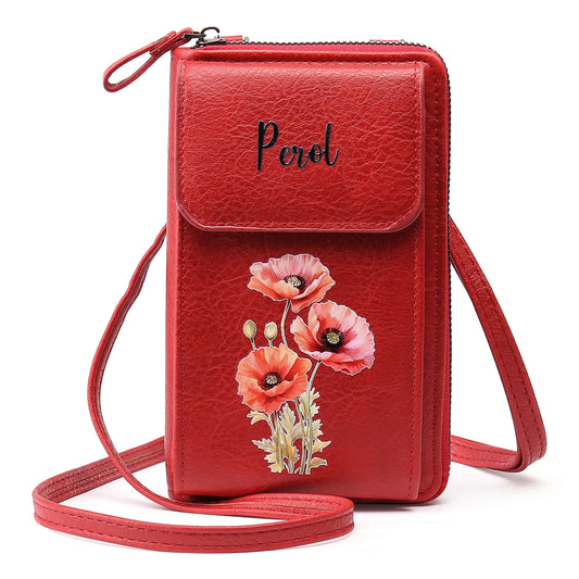 Personalised Birth Flower Cross Body Phone Purse