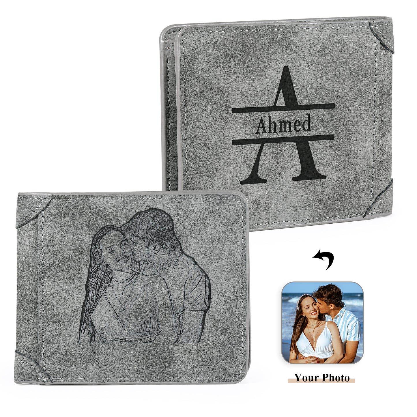 Personalised Family Initial Photo Wallet | Custom Engraved Men's Wallet (Copy)