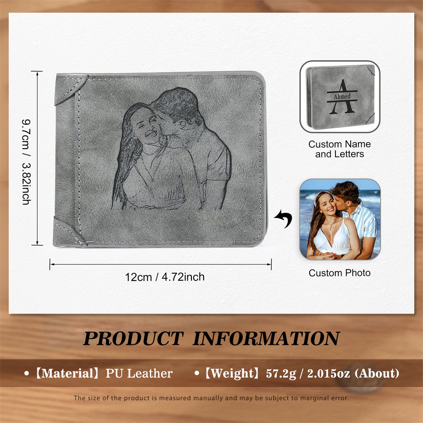 Personalised Family Initial Photo Wallet | Custom Engraved Men's Wallet (Copy)