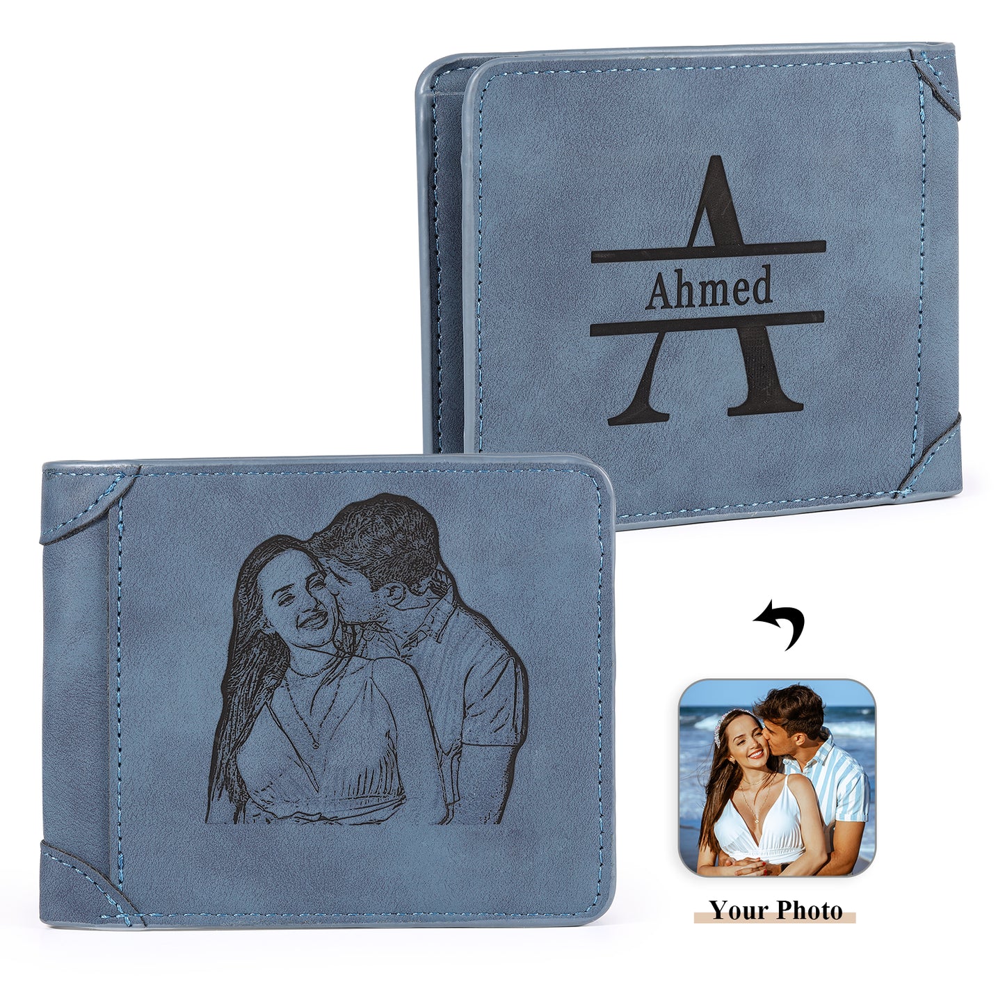 Personalised Family Initial Photo Wallet | Custom Engraved Men's Wallet (Copy)