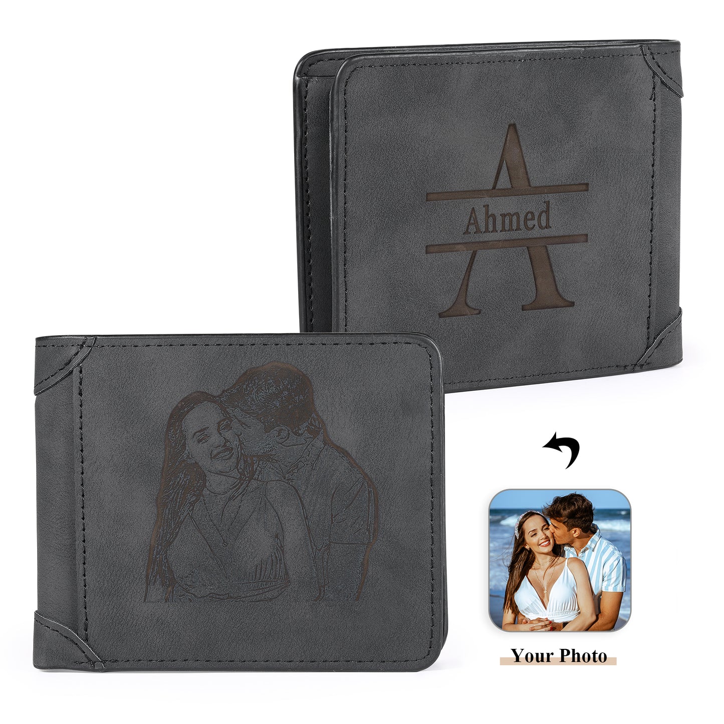 Personalised Family Initial Photo Wallet | Custom Engraved Men's Wallet (Copy)