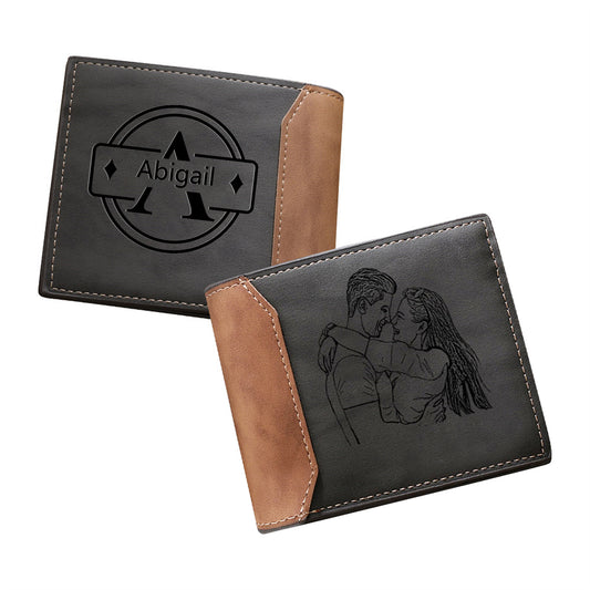 Personalised Family Initial Photo Wallet | Custom Engraved Men's Wallet